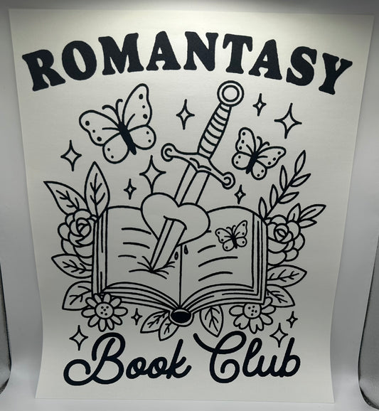 Romantasy Book Club Screen Print Black Writing