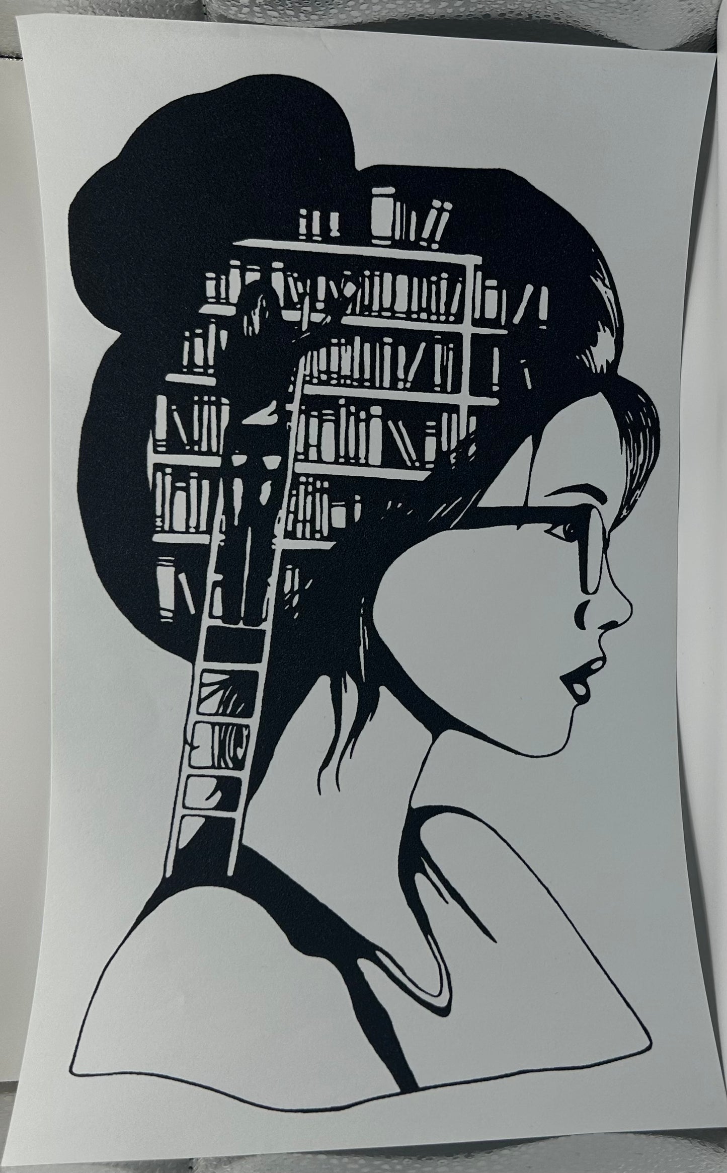 Girl Who Loves Books Screen Print Black Writing