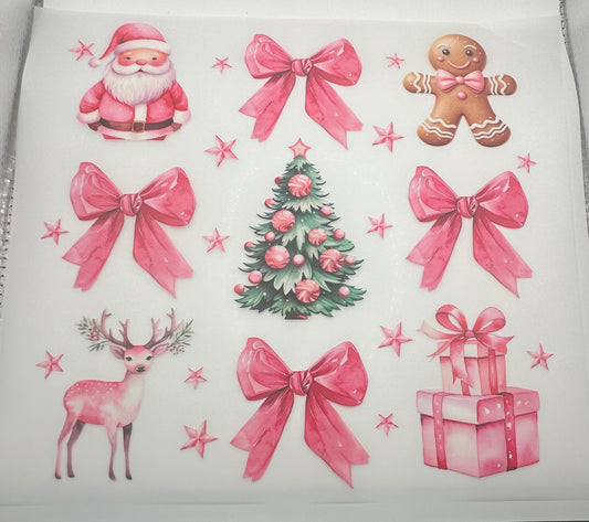 Pink Christmas Bow Screen Print Full Color