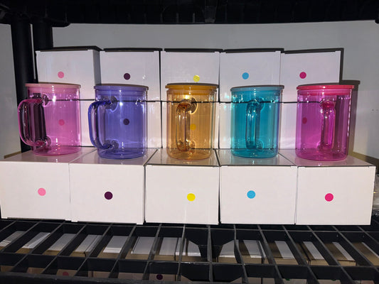 Colored Glass Mugs- 15 0Z