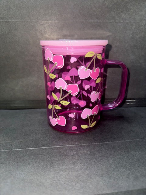 Cherry 150z Red Rose Glass Mug