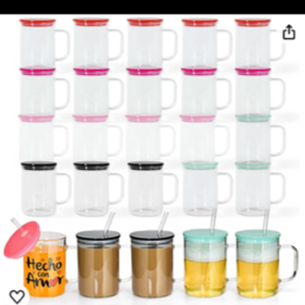 Clear 15OZ Mug with Colored lid